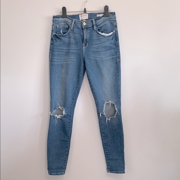 Frame Denim Le Skinny de Jeanne Distressed Jeans size 29 - Picture 2 of 4